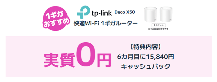 BIGLOBE光:1ギガ対応のルーター代実質無料