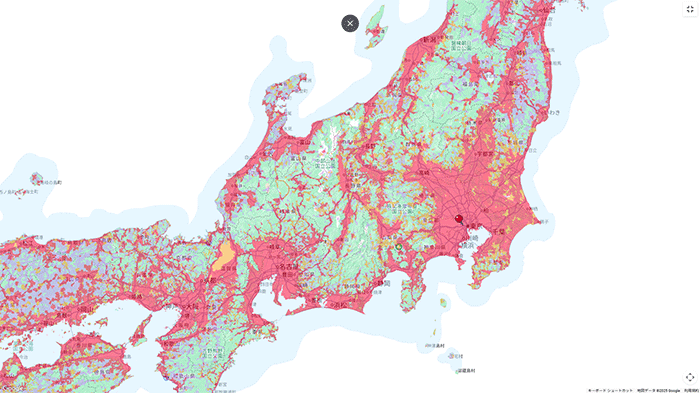 ドコモ回線（4G）のエリアマップ