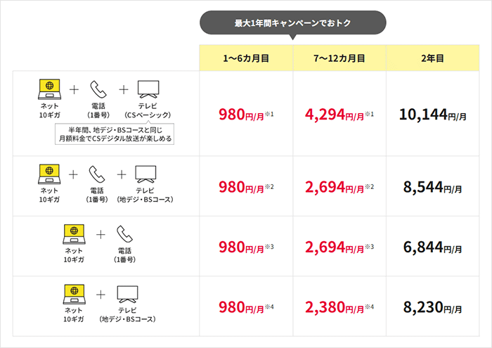eo光月額料金の画像