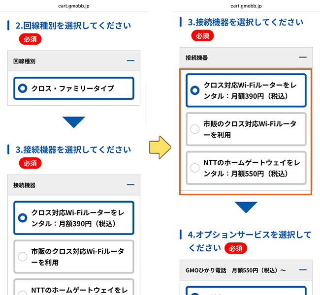 GMOとくとくBB光(GMO光アクセス)の申し込み手順