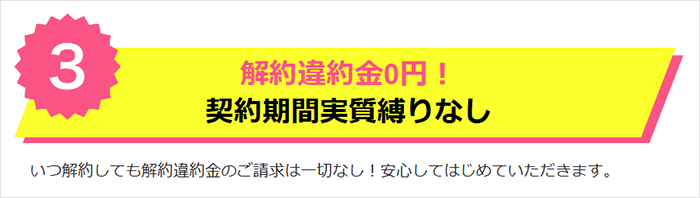 GMO WiMAXの解約違約金0円を説明する画像