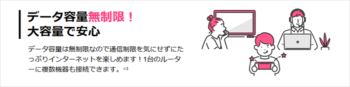 GMOとくとくBB WiMAXはデータ容量無制限で安心の画像