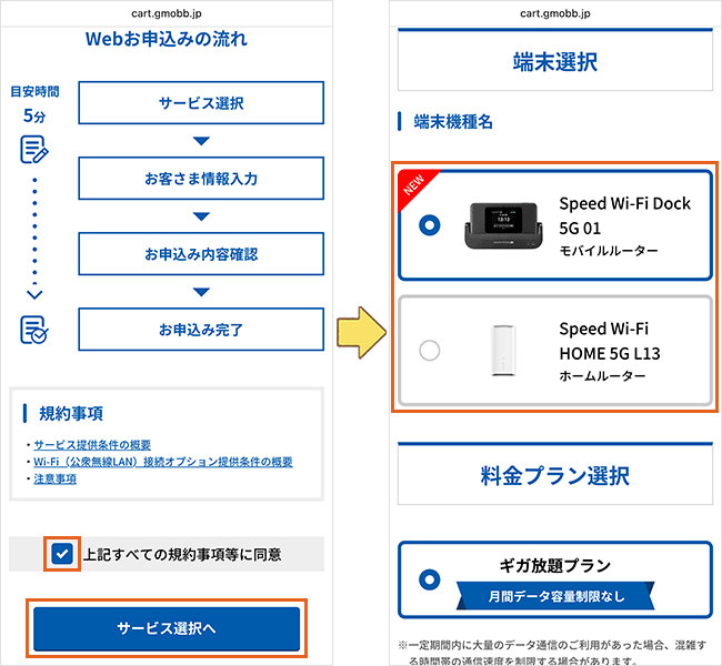 GMOとくとくBB WiMAXの申込手順詳細2