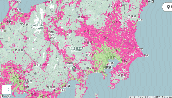 楽天回線のエリアマップ