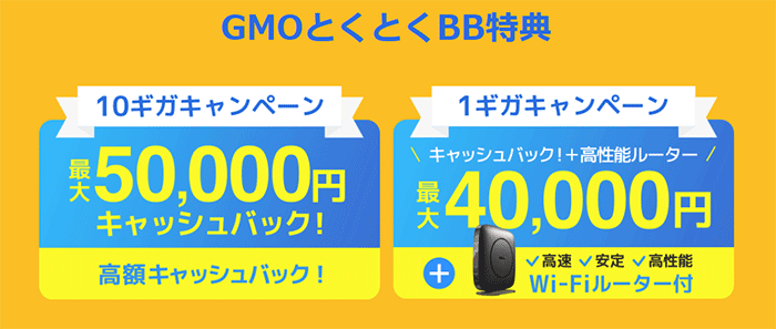 ソフトバンク光:最大50,000円のキャッシュバック