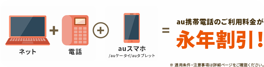 au携帯のご利用料金が　永年割引！