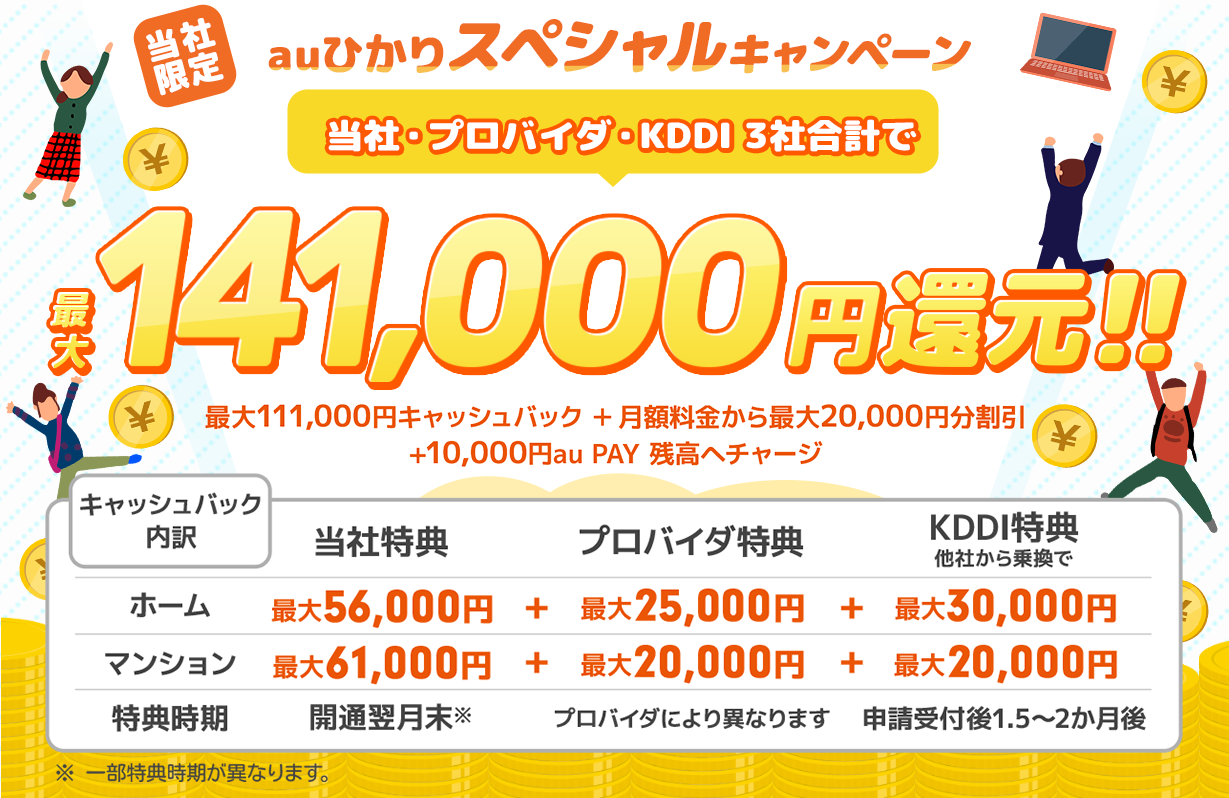 当サイト限定　合計最大141,000円おトク！
