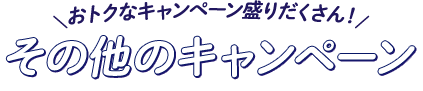 お得なキャンペーン盛りだくさん！その他のキャンペーン